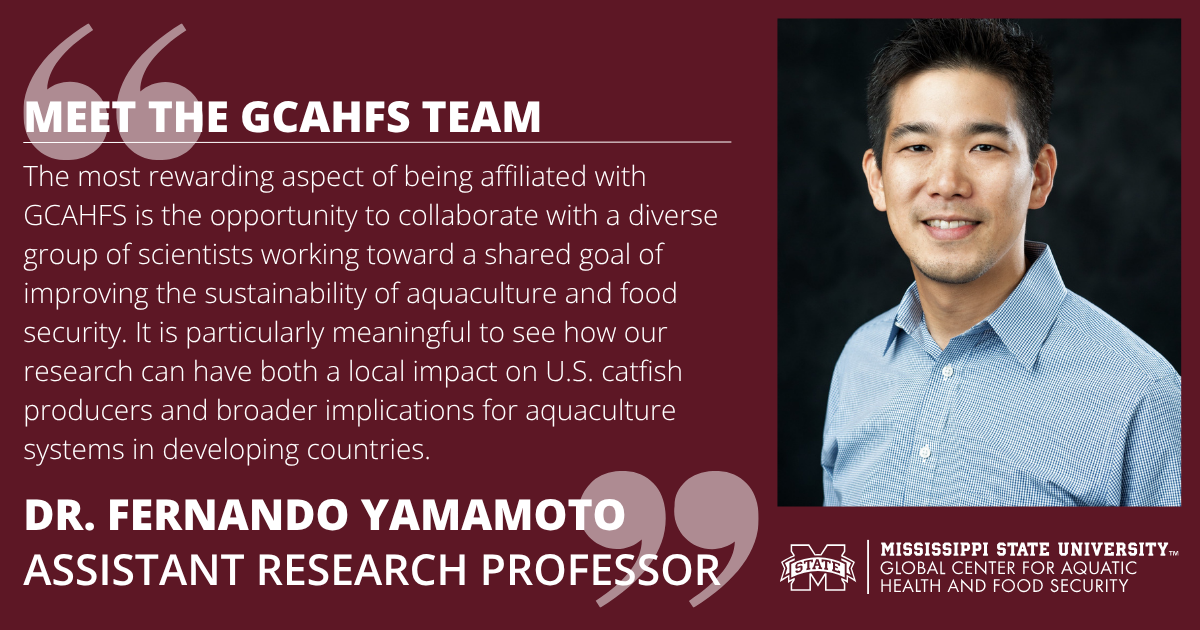 Headshot of Dr. Fernando Yamamoto appears next to white text on maroon background with pull quote
