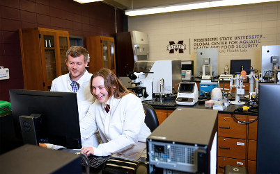 Two people in a research lab